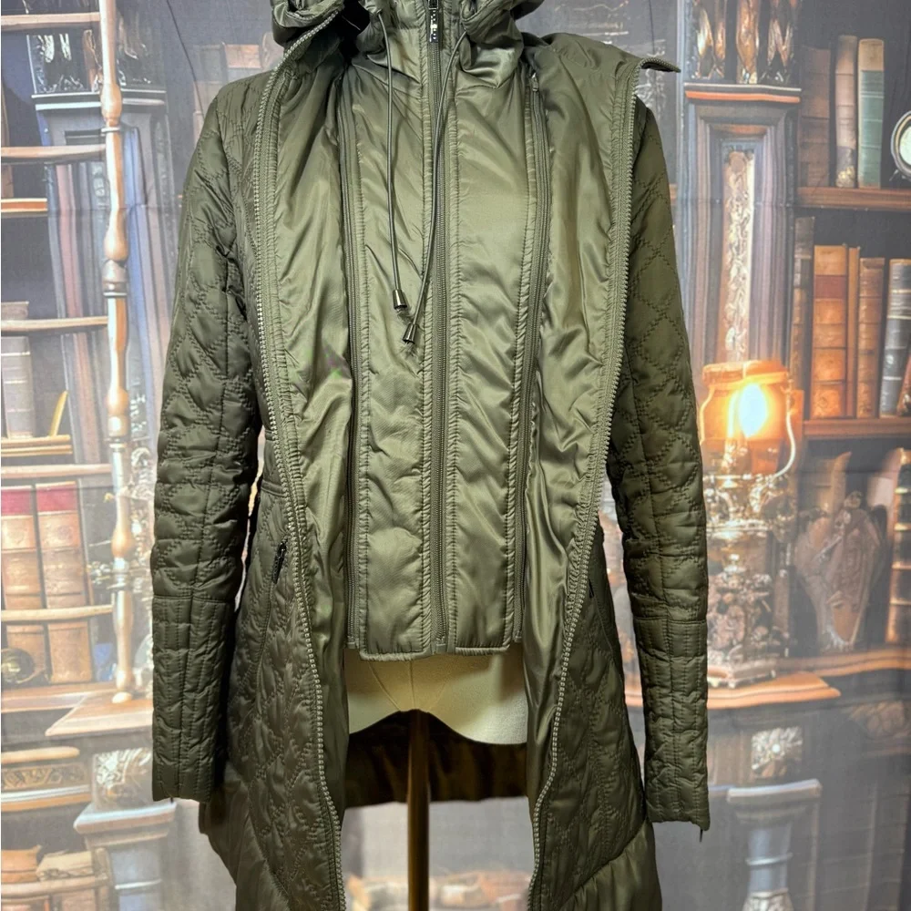 Laundry By Shelli Segal Quilted Hunter Green Puffer Coat‎ - Picture 2 of 10